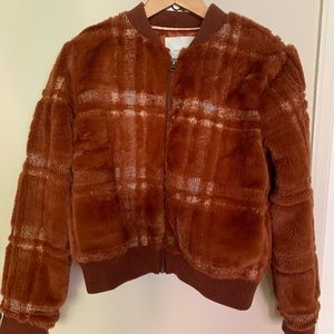 GORGEOUS 70s fuzzy Anthropologie bomber